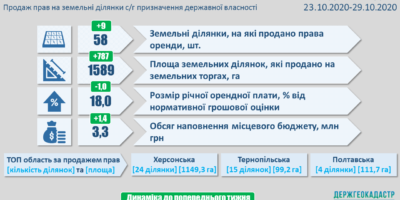 Результати земельних аукціонів за період з 22 по 29 жовтня